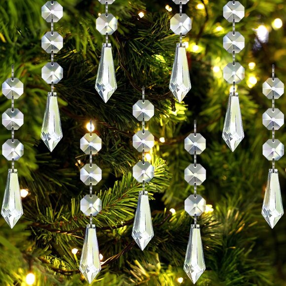 30pk Crystal Ornaments for Christmas Tree Acrylic Hanging Crystals Decor - Picture 1 of 8